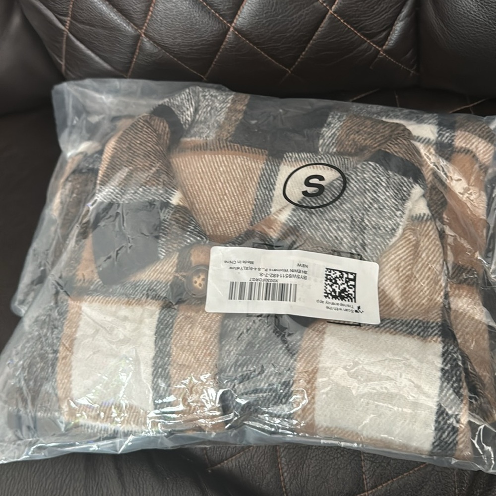 Womens Long Sleeve Plaid Shirts Flannel Lapel Button Down Shacket Jacket Coats - Picture 4 of 4